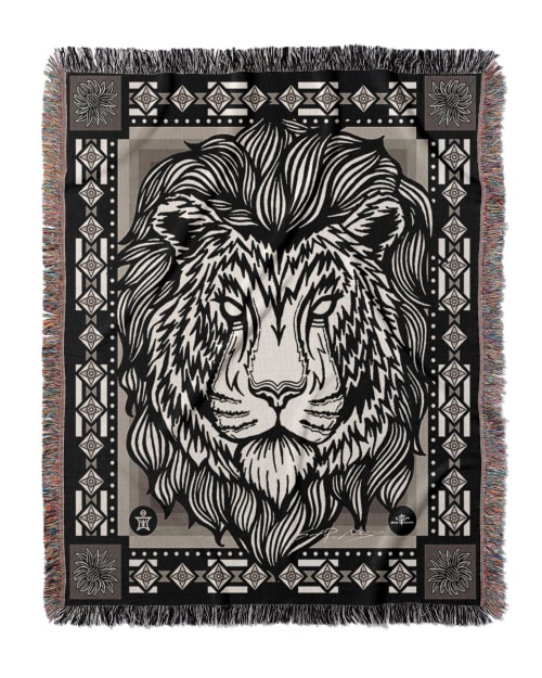 Essence - Maned Tiger Jacquard Woven Blanket | Linens & Bedding by Sean Martorana