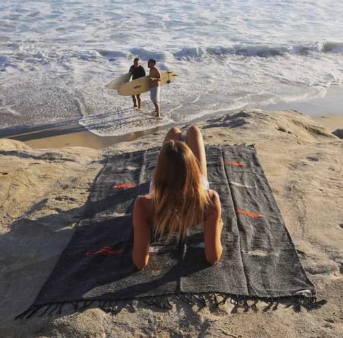 Charcoal Baja Thunderbird Blanket | Linens & Bedding by Ritual Ceramics Studio