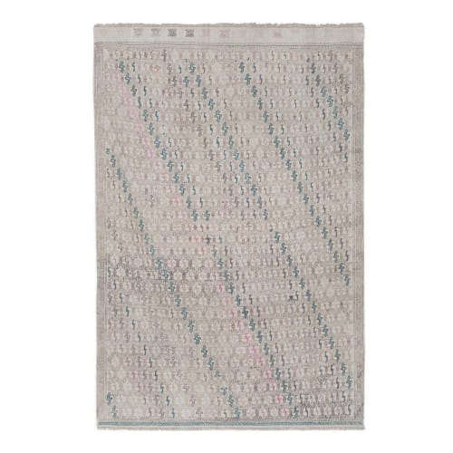 Handwoven Pastel Color Diamond Pattern Turkish Kilim Rug | Rugs by Vintage Pillows Store