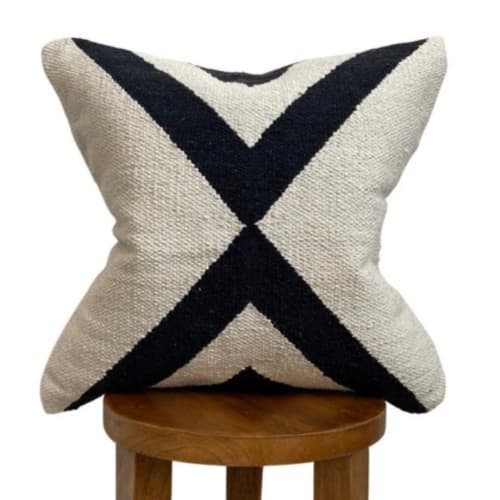 Vail Pillow Cover — Kilim Cotton in Black & Beige | Pillows by Busa Designs