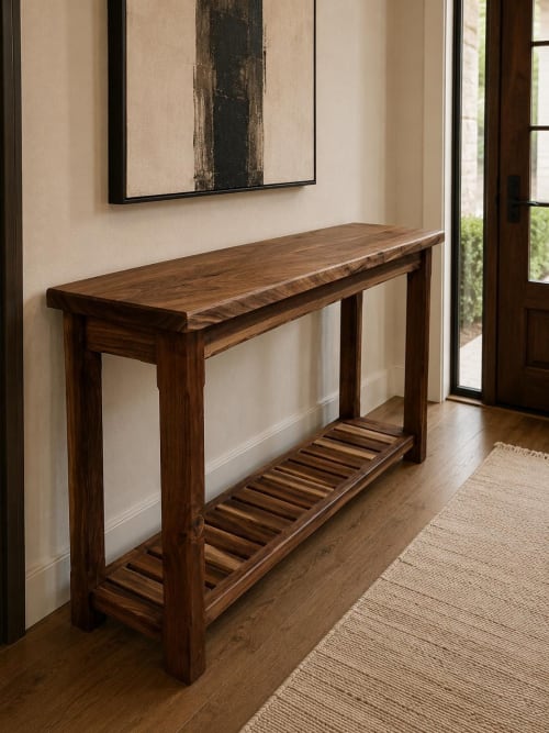 Solid Wood Entryway Table with Shelf | Console Table in Tables by Pelican State Woodworks
