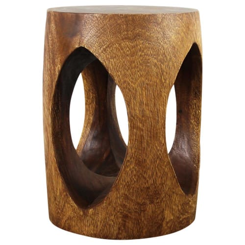Haussmann® Oval Wood End Table Windows 15 in DIA x 20 | Tables by Haussmann®