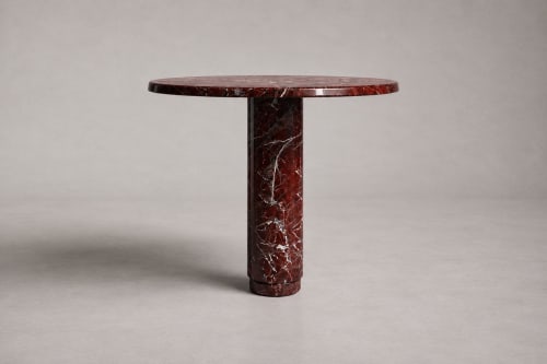 Marylou Rosso Levanto Red Marble Round Table | Tables by HamamDecor LLC