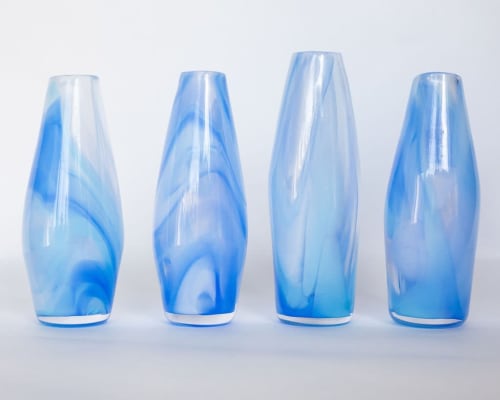 Glass Blown Blue Crush Tie-Dyed Pencil Vase | Vases & Vessels by Maria Ida Designs