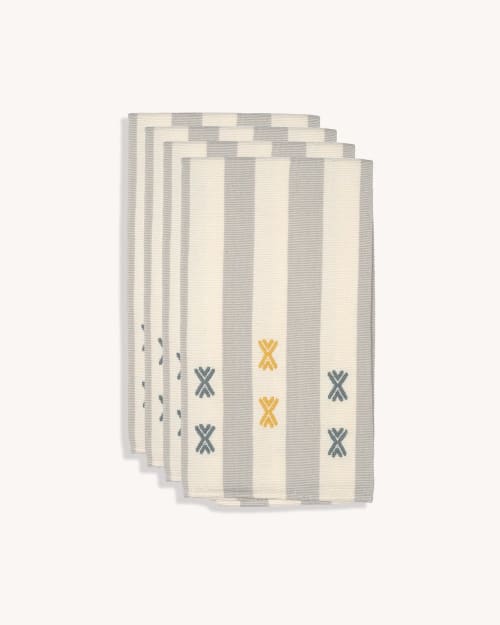 Alma Handwoven Stripe Napkins (Set of 4) (GRAY) | Linens & Bedding by Routes Interiors