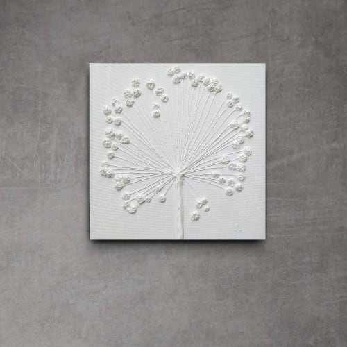Dandelion wall art, textured painting, large wall art | Oil And Acrylic Painting in Paintings by Art By Natasha Kanevski