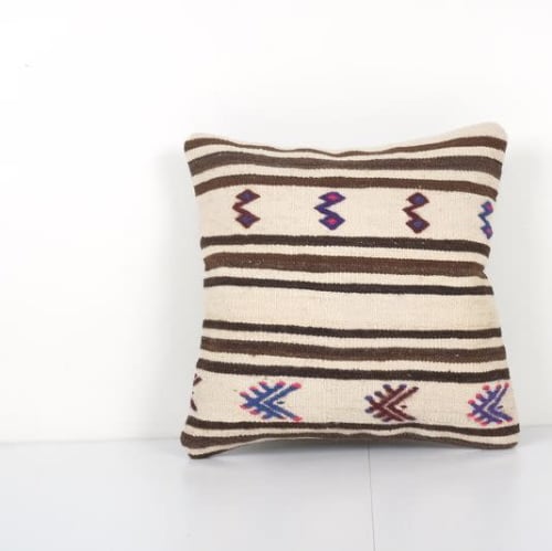 Primitive Design Kilim Pillow Case, Square White Hemp Cushio | Cushion in Pillows by Vintage Pillows Store
