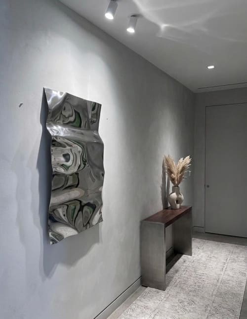Mirror Artwork - Chrome Wall Sculpture - Silver 3D painting - Modern Metal Hanging | Wall Hangings by Vaiva Art Atelier