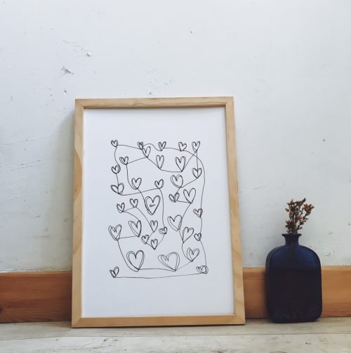 Love Hearts Print, Continuous Line Drawing | Wall Hangings by Carissa Tanton