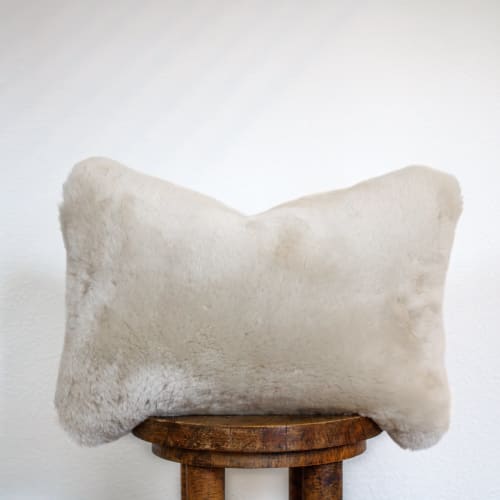 Ivory Sheepskin Hide Lumbar Pillow 12x18 | Pillows by Vantage Design