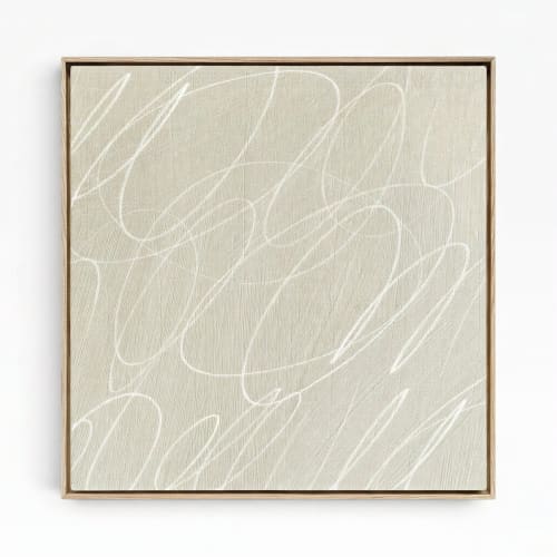Gestural Marks in Linen by DSCVR Art Framed Square Canvas | Paintings by ArtCollectiv