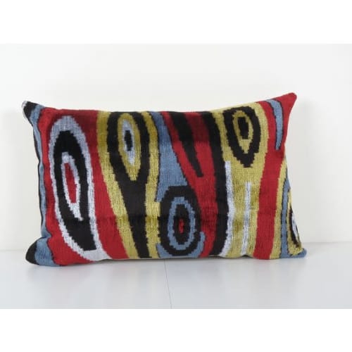 Ikat Colorful Pillow Cover - Handloom Silk Pastel Velvet Lum | Pillows by Vintage Pillows Store