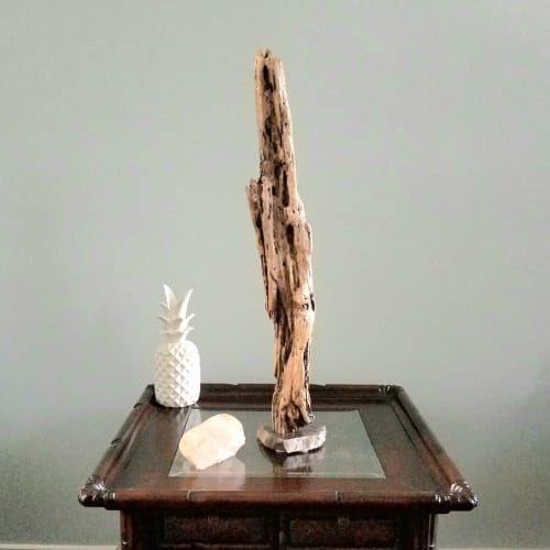 Driftwood Sculpture "Earned Stripes" with Marble Base | Sculptures by Sculptured By Nature  By John Walker