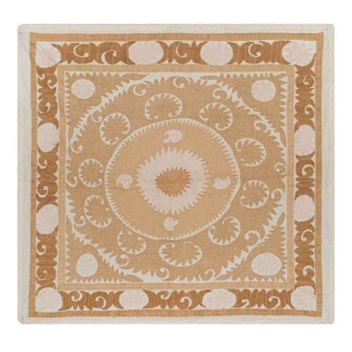 Suzani White Washed Tapestry - Muted Color Uzbek Table Cloth | Linens & Bedding by Vintage Pillows Store
