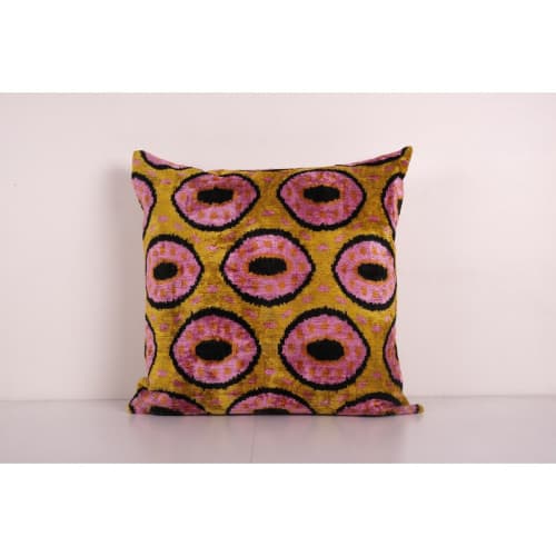Square Bronze Ikat Velvet Pillow, Silk Ikat Cushion Cover, P | Pillows by Vintage Pillows Store