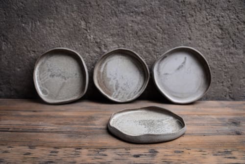 Set of 4 cake plates - (set nr6) STC organic natural shape | Dinnerware by Laima Ceramics