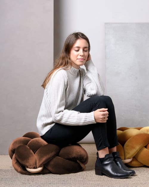 (M) Acorn Velvet Knot Floor Cushion | Pillows by Knots Studio