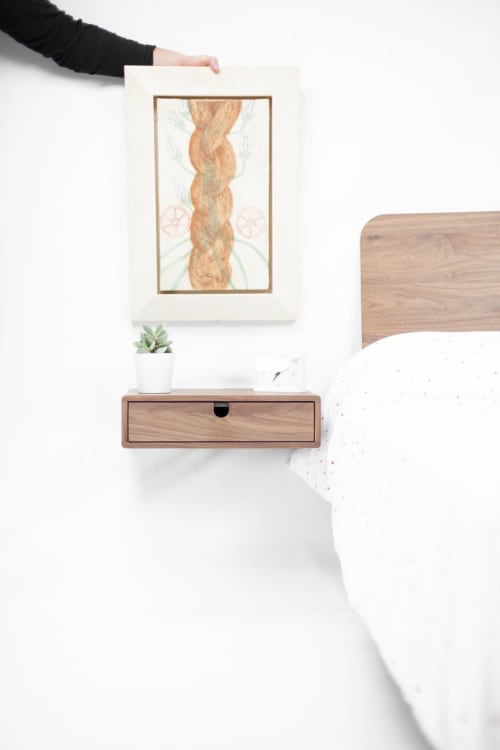 Floating Nightstand Drawer in Solid Walnut | Storage by Manuel Barrera Habitables