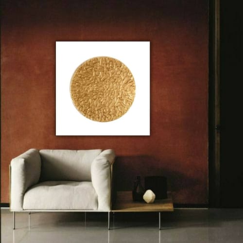 Gold heavy textured wall art canvas decor gold leaf wall art | Oil And Acrylic Painting in Paintings by Berez Art