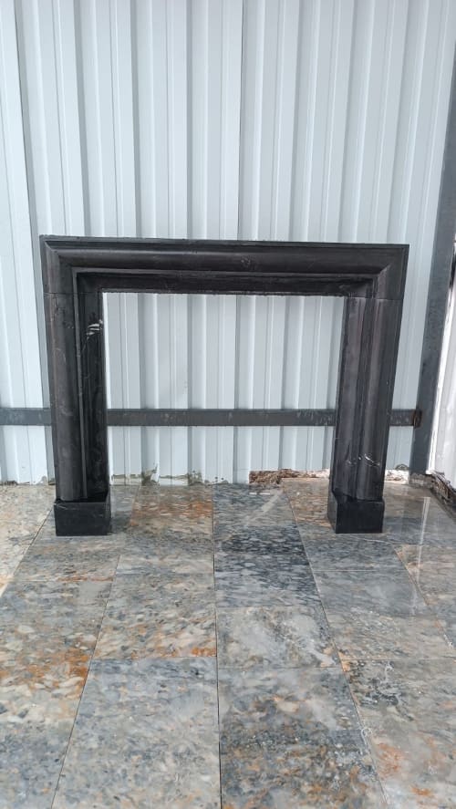 Hand Carved Nero Marquina Marble Fireplace Mantel - Custom Order | Fireplaces by AEGEAN MARBLE ARTISAN ATELIER