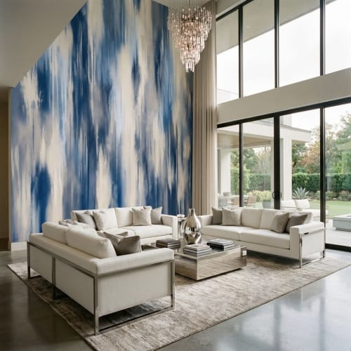 BOLD WASHED IKAT — Navy & Cobalt Blue Ikat Wallpaper Pattern | Wall Treatments by ELLE WALLS