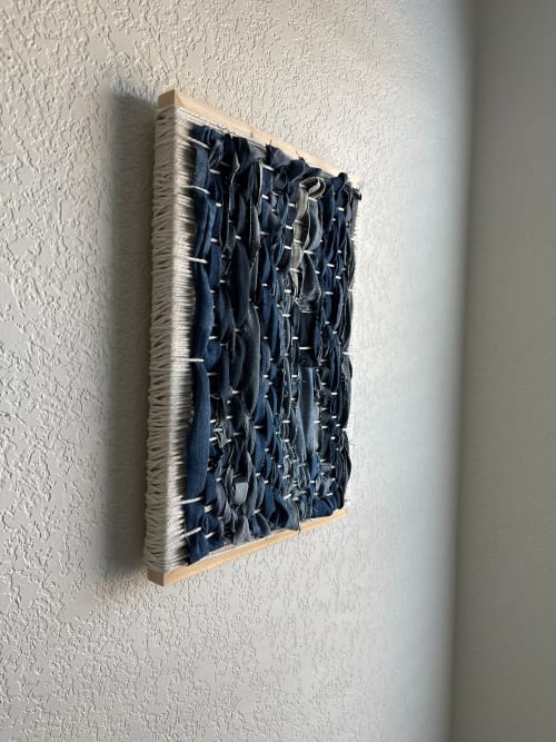 Woven Tile- Recycled Denim Jeans | Wall Sculpture in Wall Hangings by Mpwovenn Fiber Art by Mindy Pantuso