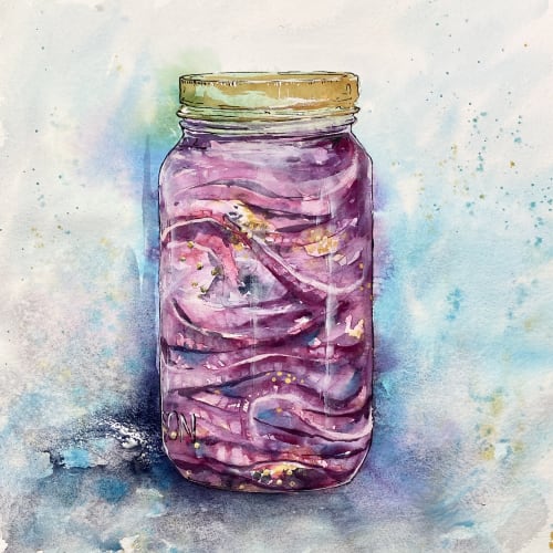 Pickled Onions 14x14 | Watercolor Painting in Paintings by Maya Murano Studio
