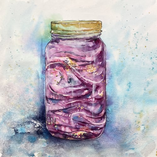 Pickled Onions 14x14 | Paintings by Maya Murano Studio