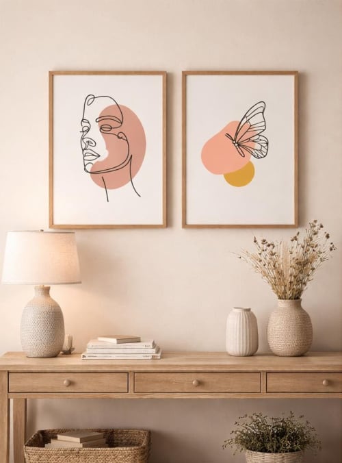 Line Art Wall Art Bundle, Minimalist Printable Abstract Posters, Neutral Boho Gallery Wall Set, Modern Digital Download Decor | Digital Art in Art & Wall Decor by Colorize Paper Studio