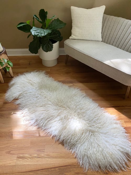White Crimped Icelandic Double | Area Rug in Rugs by East Perry