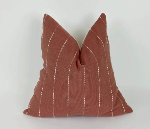 hmong pillow, rust woven pillow, rust striped pillow, rust | Pillows by Velvet Fringe