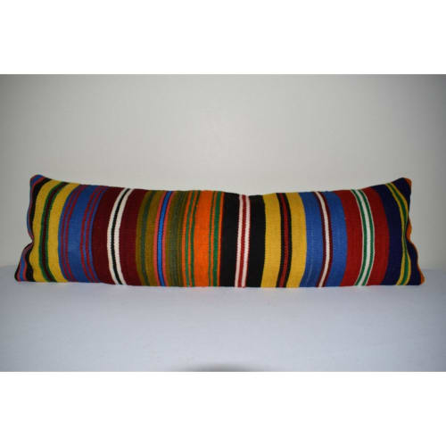 12"x40" King Size Kilim Pillow Cover, Unique Lumbar Nomadic | Linens & Bedding by Vintage Pillows Store