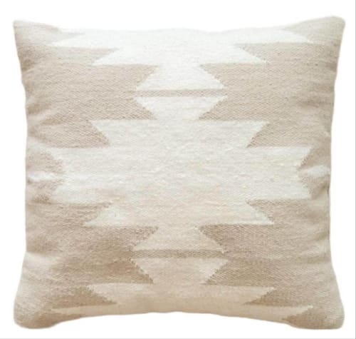 Beige Cleo Handwoven Wool Decorative Throw Pillow Cover | Pillows by Mumo Toronto Inc