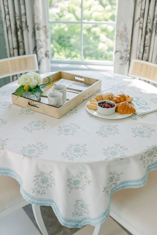 Table Throw - Lotus (Large), Lotus Neutral & Saltwater | Linens & Bedding by Mended