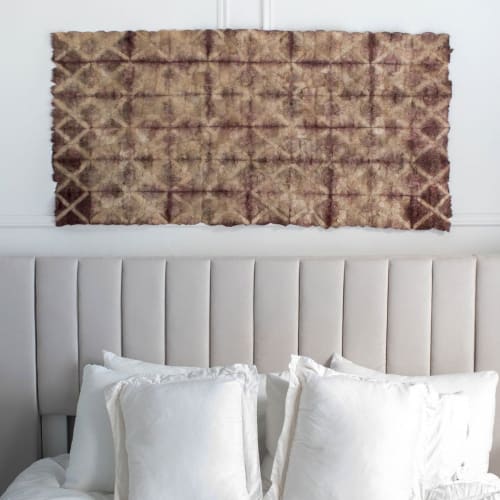 Plant Dyed Wild Silk - Diamond Pattern - Natural Burgundy | Tapestry in Wall Hangings by Tanana Madagascar