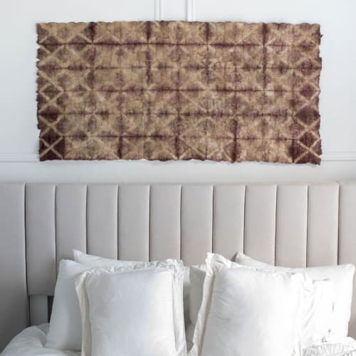 Plant Dyed Wild Silk - Diamond Pattern - Natural Burgundy | Wall Hangings by Tanana Madagascar