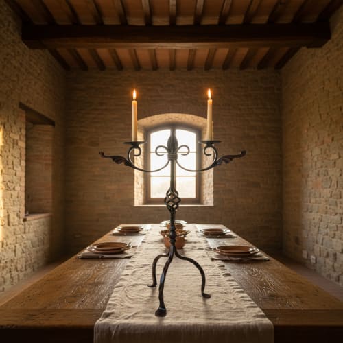 Hand Forged Iron Candelabra 23″ (59cm) | Decorative Objects by Edecra