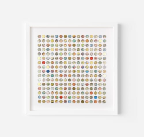 Two Hundred and Fifty Six World Map Dots Collage With Gold Leaf | Paintings by Amelia Coward
