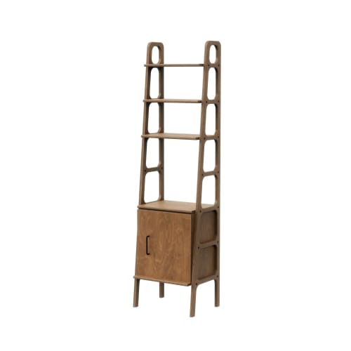 Mid Century Bookcase with Cabinet, Vintage Ladder Bookshelf | Storage by Plywood Project