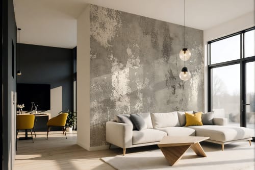 Gray & White Plaster — Luxe Textures Luxury Wallpaper Mural | Wall Treatments by ELLE WALLS