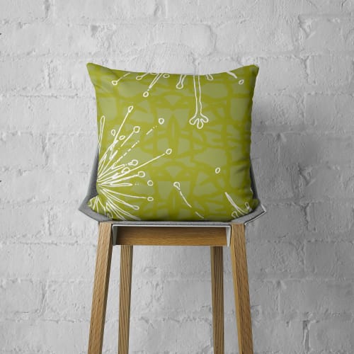 Flower Power Throw Pillow - Chartreuse | Pillows by Odd Duck Press