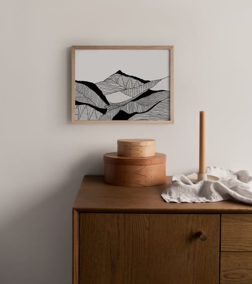 Mountain Print, Black and White, Snowdon Print 2 | Wall Hangings by Carissa Tanton