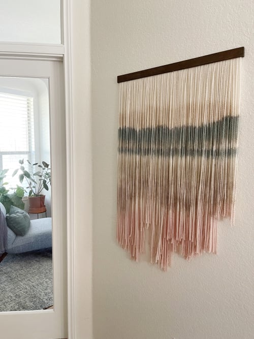 Abstract Dip Dyed Wall Hanging-Down by the Lakes #1 | Wall Sculpture in Wall Hangings by Mpwovenn Fiber Art by Mindy Pantuso