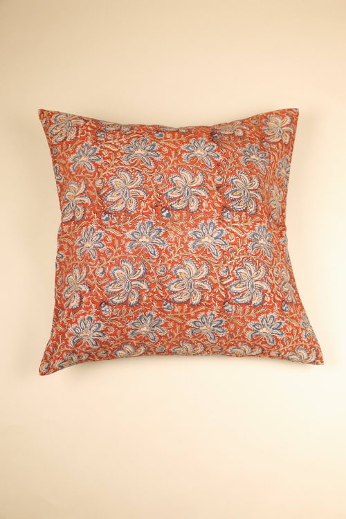 Sienna Blossom Kalamkari Pillow | Pillows by Ninéh
