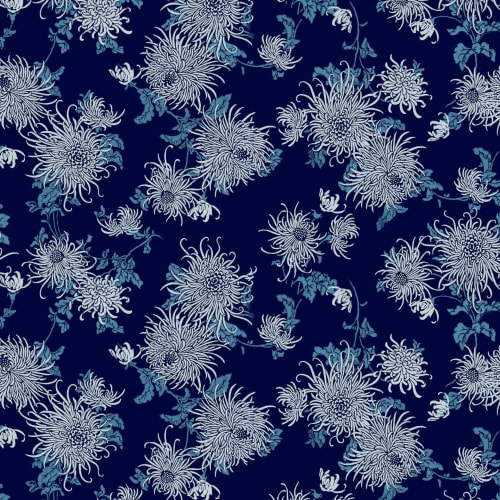 Chrysanthemum - Navy | Wallpaper in Wall Treatments by Wallcovetings by Brenda Houston