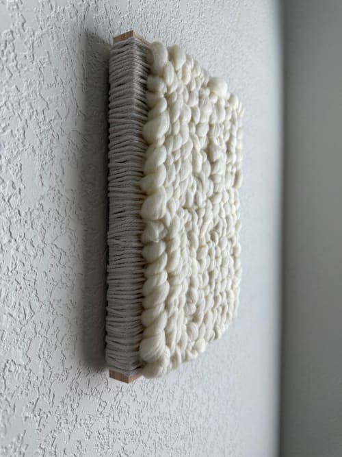 Woven Tile 9x12 - Fluff - Neutral and Neutral | Wall Hangings by Mpwovenn Fiber Art by Mindy Pantuso