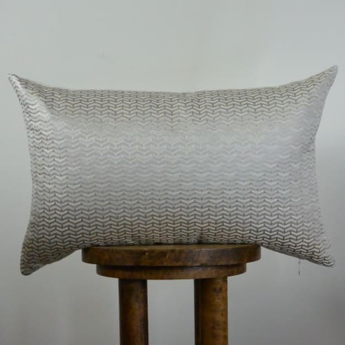 Silver Chevron Decorative Pillow 14x22 | Pillows by Vantage Design