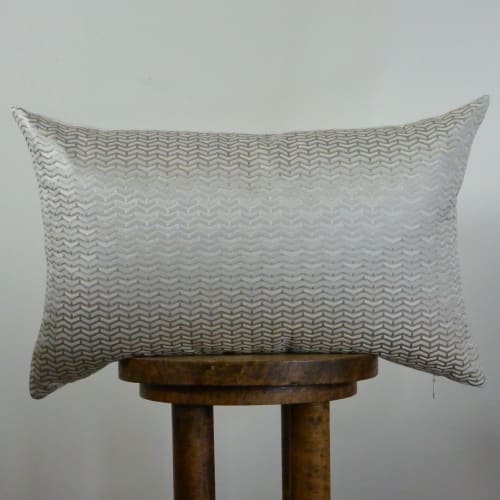 Silver Chevron Decorative Pillow 14x22