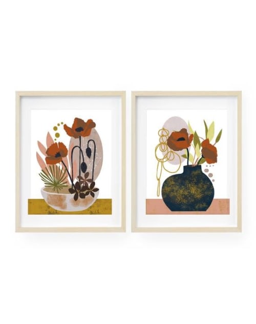 Wabi Sabi Poppies Print Set #2 - Modern Botanicals | Prints by Birdsong Prints