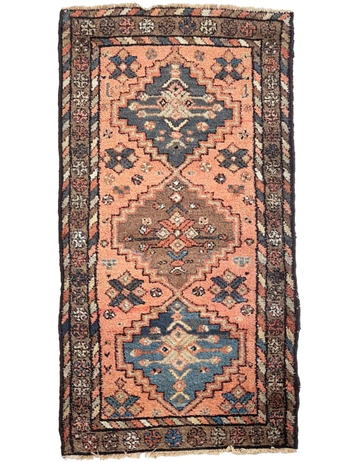 AMAZING Antique Kurdish GEM | Pink-Salmon Field with Moody | Runner Rug in Rugs by The Loom House